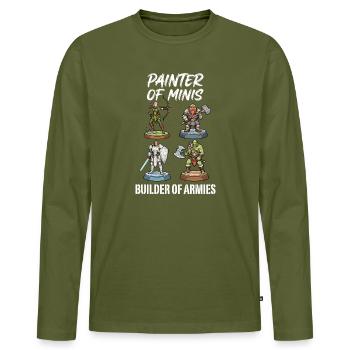Peintre de Minis : Bâtisseur d’Armées - T-shirt manches longues Premium bio Homme - kaki - Devant - Nico (187cm)