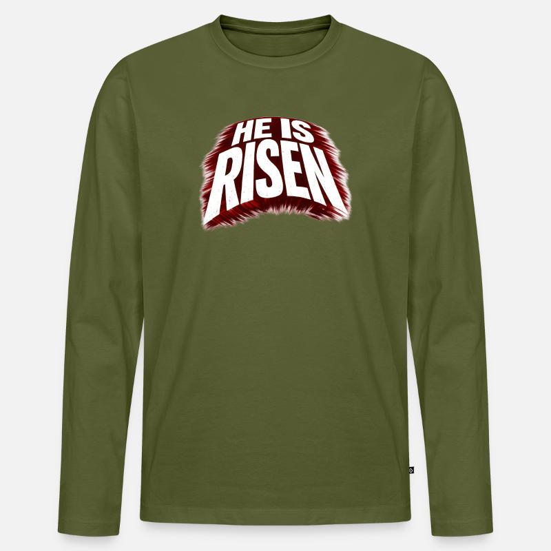He is risen - Männer Premium Bio Langarmshirt - Khaki