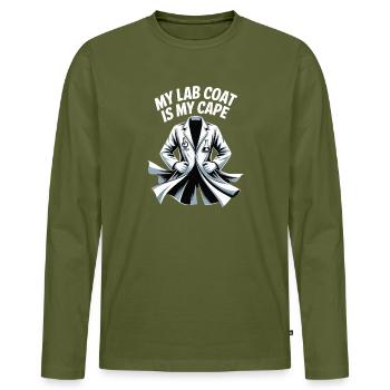Ma blouse de laboratoire est ma science de la cape - T-shirt manches longues Premium bio Homme - kaki - Devant - Nico (187cm)