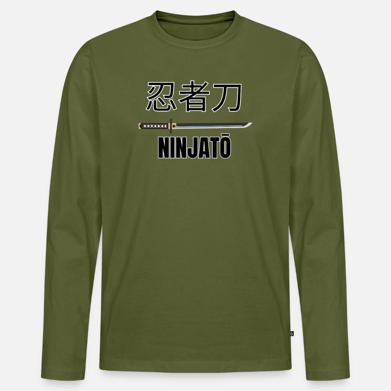 Ninjatō 忍者刀 – Japanese Ninja Sword  - Männer Premium Bio Langarmshirt - Khaki
