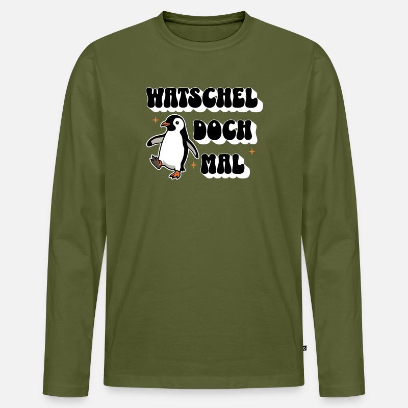 Watschel doch mal - Männer Premium Bio Langarmshirt - Khaki