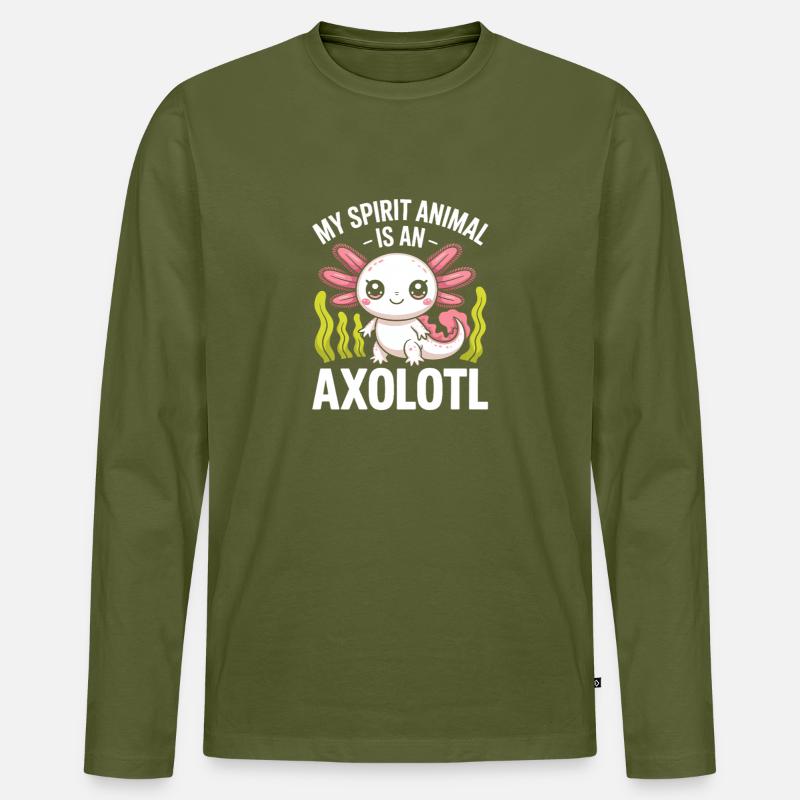 Mein Geist-Axolotl - Männer Premium Bio Langarmshirt - Khaki