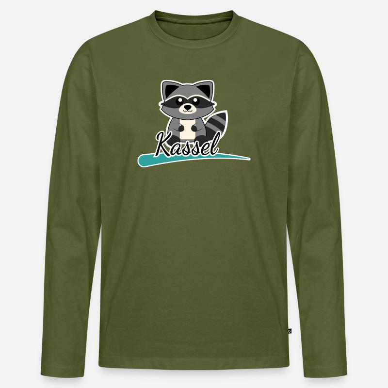 Kassel Waschbär - Männer Premium Bio Langarmshirt - Khaki