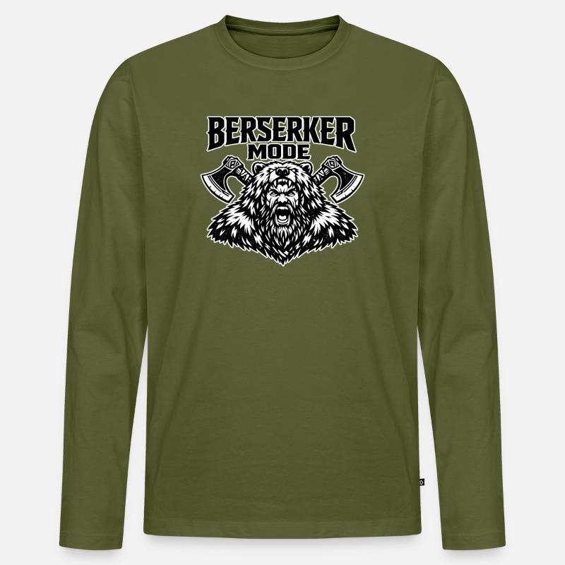 Berserker-Mode Bärachse - Männer Premium Bio Langarmshirt - Khaki