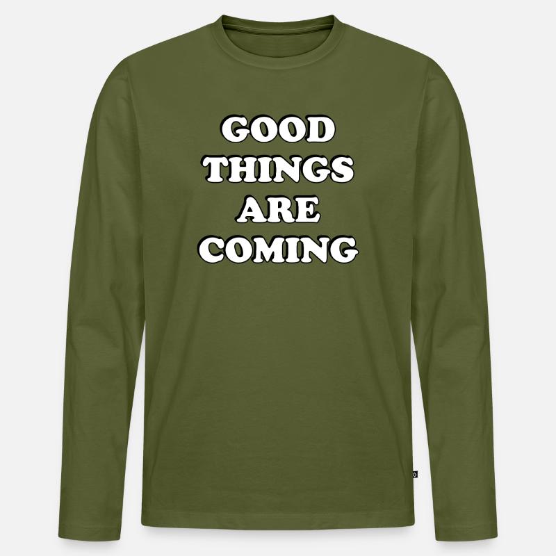 Gute Dinge kommen - Männer Premium Bio Langarmshirt - Khaki
