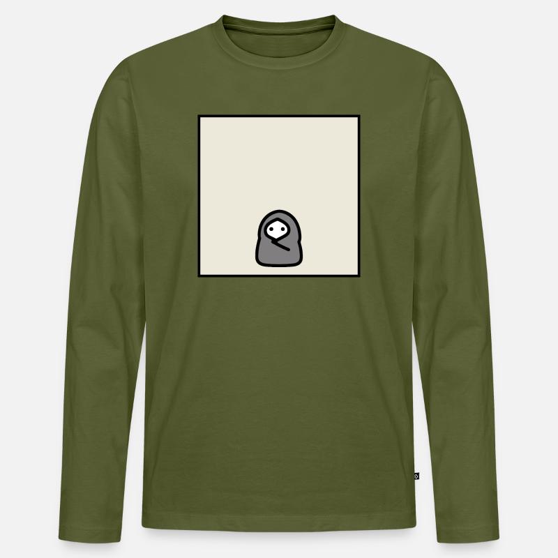 Introvert Cocoon Minimal Meme Character - Männer Premium Bio Langarmshirt - Khaki
