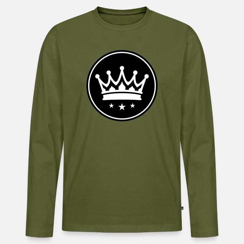 Krone Symbol - Männer Premium Bio Langarmshirt - Khaki