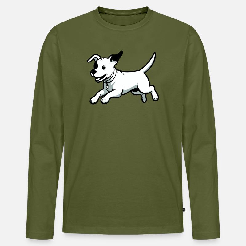 Verspielter Hund-Cartoon - Männer Premium Bio Langarmshirt - Khaki