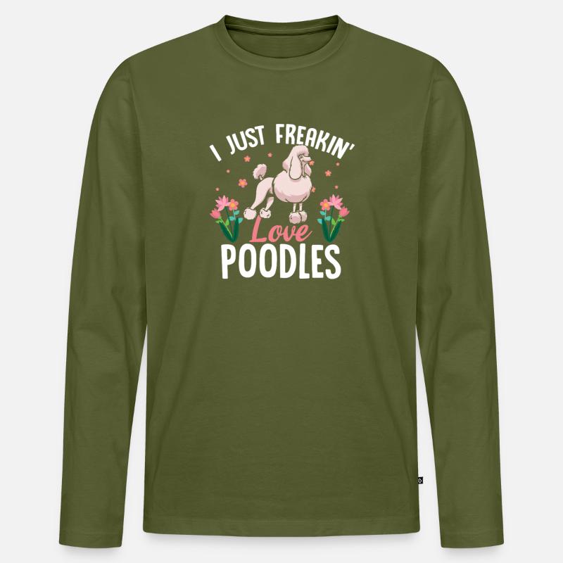 Ich liebe Pudel einfach verdammt nochmal - Männer Premium Bio Langarmshirt - Khaki