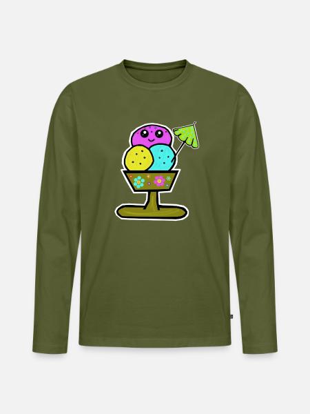 Bunter Eisbecher Eiscreme Eiskreme Eis - Men's Premium Organic Long Sleeve Shirt - khaki