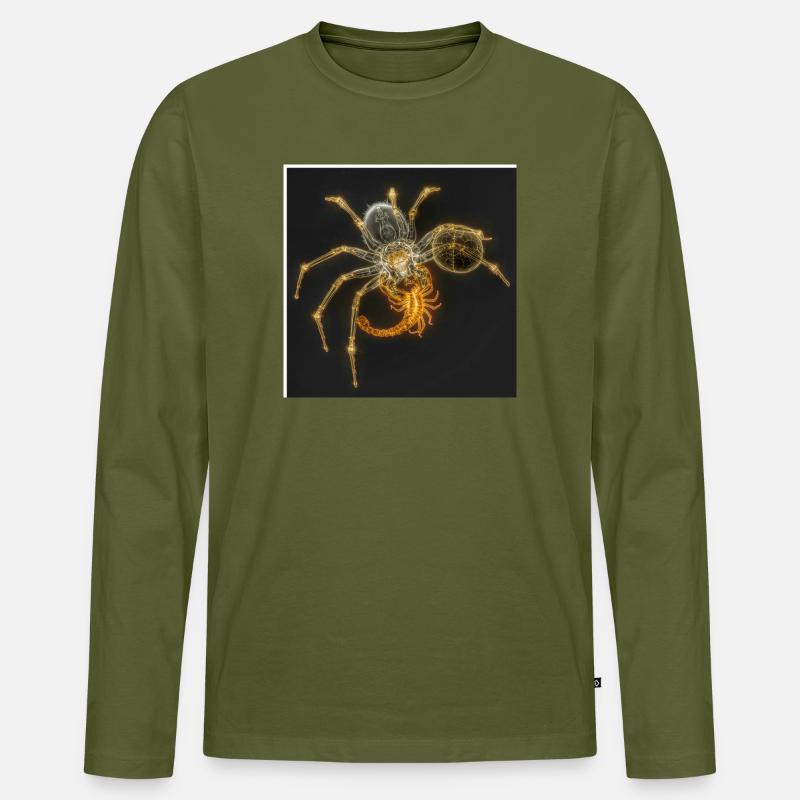 Neon Arachnide Design - Männer Premium Bio Langarmshirt - Khaki
