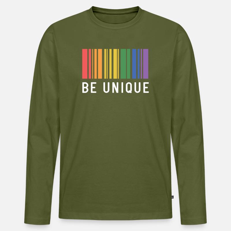 LGBT-Pride-Monat – Sei einzigartig - Männer Premium Bio Langarmshirt - Khaki