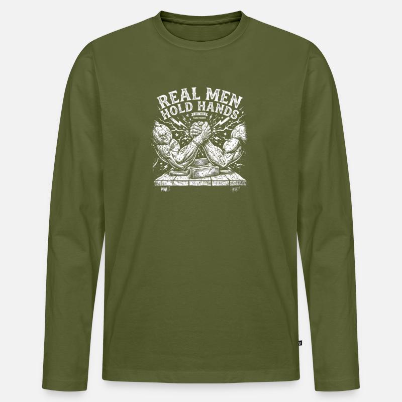 Armdrücken – Echte Männer halten Händchen - Männer Premium Bio Langarmshirt - Khaki