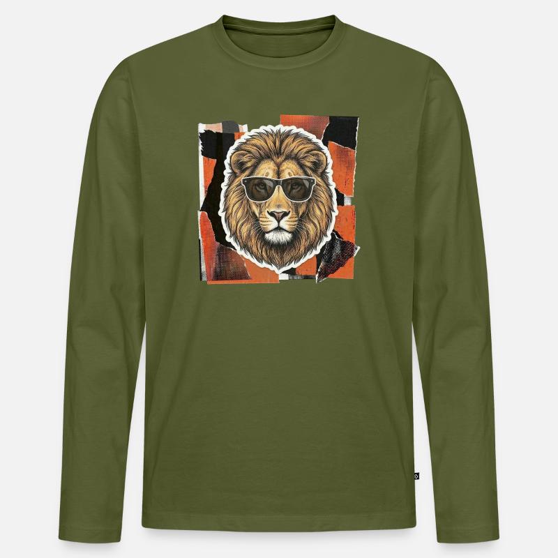 Wilder Löwe - Männer Premium Bio Langarmshirt - Khaki
