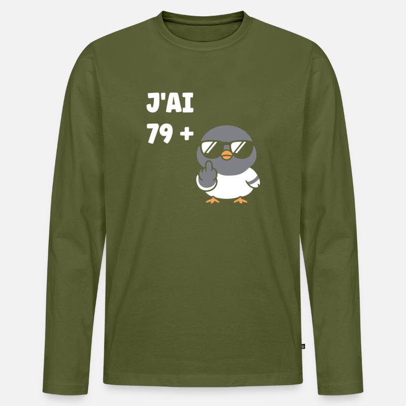 79 plus 1 - Männer Premium Bio Langarmshirt - Khaki