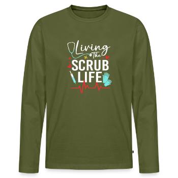 MFA Medizin Mediziner - Männer Premium Bio Langarmshirt - Khaki - Vorne - Nico (187cm)