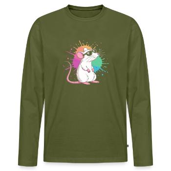 Elegant rat under colored shards - Men's Premium Organic Long Sleeve Shirt - khaki - Front - Nico (187cm)