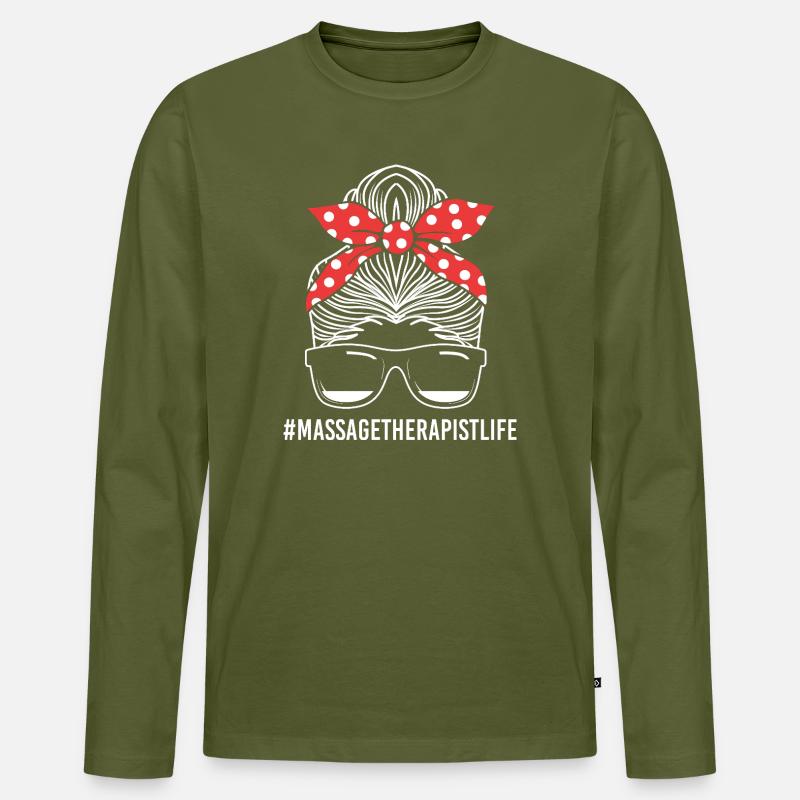 Massage - Männer Premium Bio Langarmshirt - Khaki