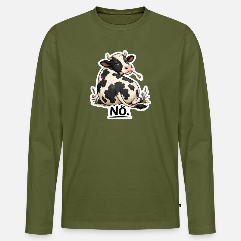 Kuh „NÖ.“ – Lustiges Statement  - Männer Premium Bio Langarmshirt - Khaki