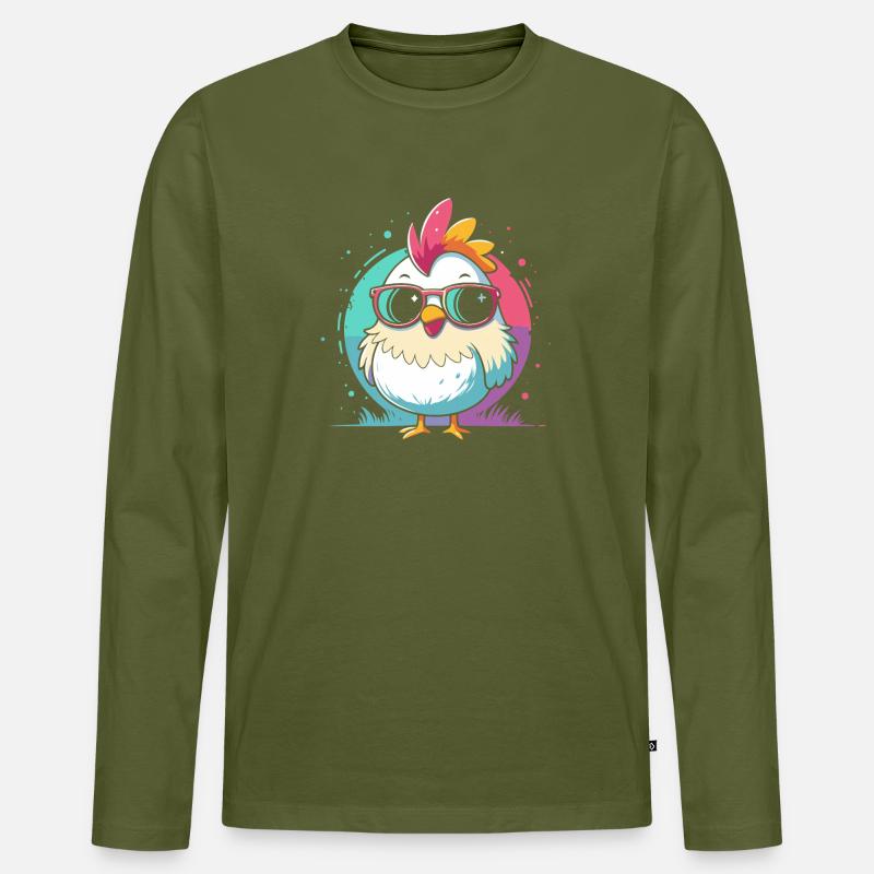 Auffällige Mädchen-Pastell-Sonnenbrille - Männer Premium Bio Langarmshirt - Khaki