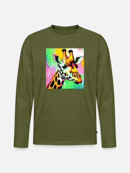 giraffe - Men's Premium Organic Long Sleeve Shirt - khaki