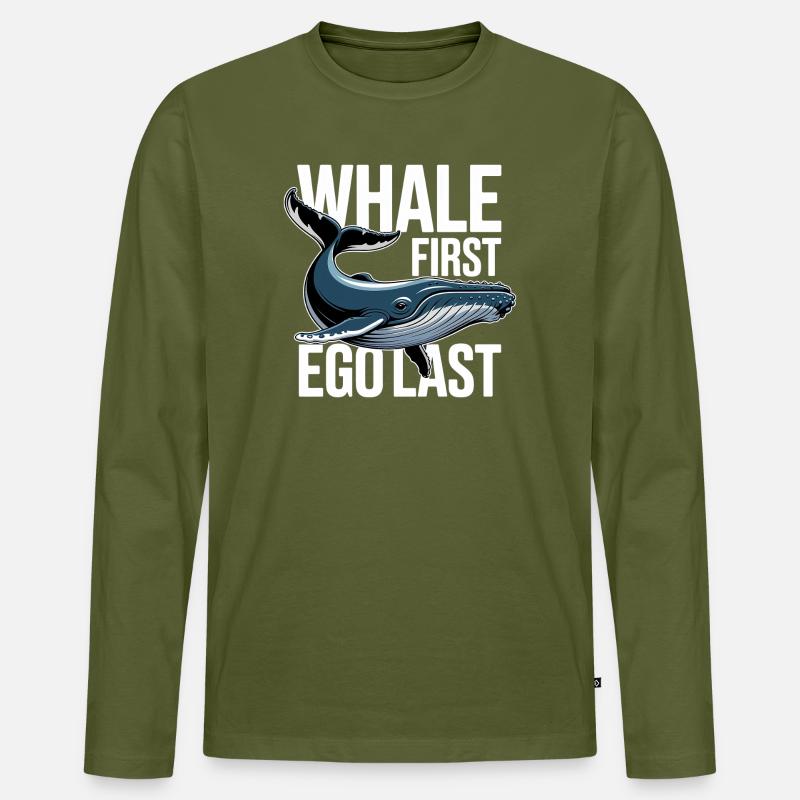 WHALE FIRST • EGO LAST #2 - Männer Premium Bio Langarmshirt - Khaki