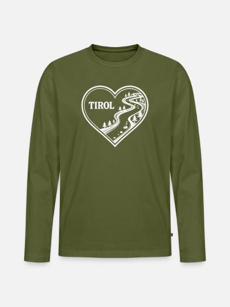 Tirol Herz Alpenweg - Männer Premium Bio Langarmshirt - Khaki