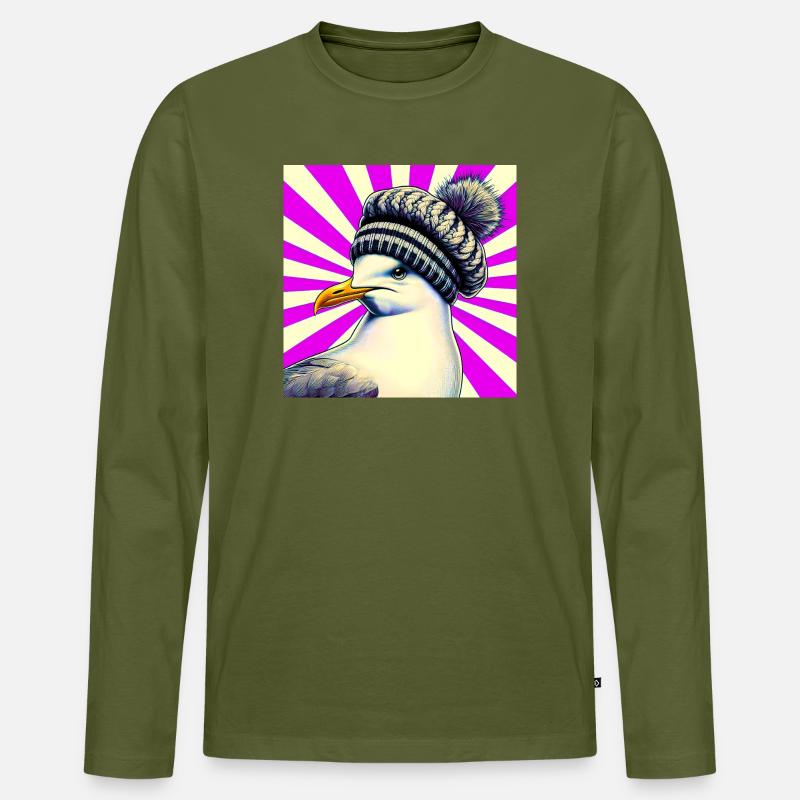 Möwe - Männer Premium Bio Langarmshirt - Khaki