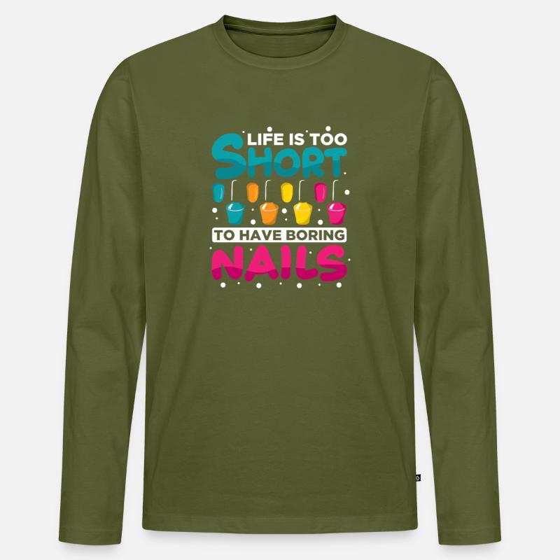 Nageldesigner Nageldesignerin Kosmetik Nagelstudio - Männer Premium Bio Langarmshirt - Khaki