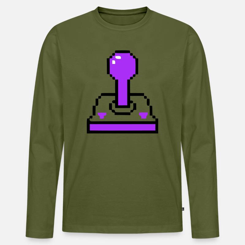 Arcade Joystick Retro Konsole - Männer Premium Bio Langarmshirt - Khaki