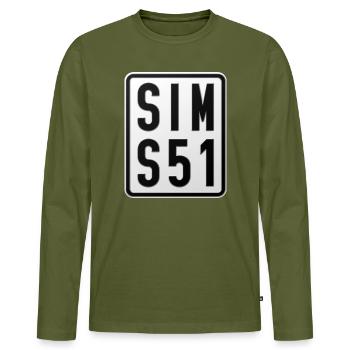 Simson S51 Moped License Plate - Men's Premium Organic Long Sleeve Shirt - khaki - Front - Nico (187cm)