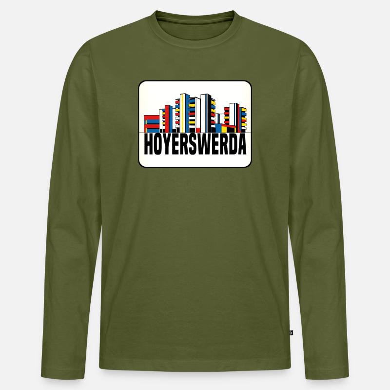 Hoyerswerda Plattenbau - Männer Premium Bio Langarmshirt - Khaki
