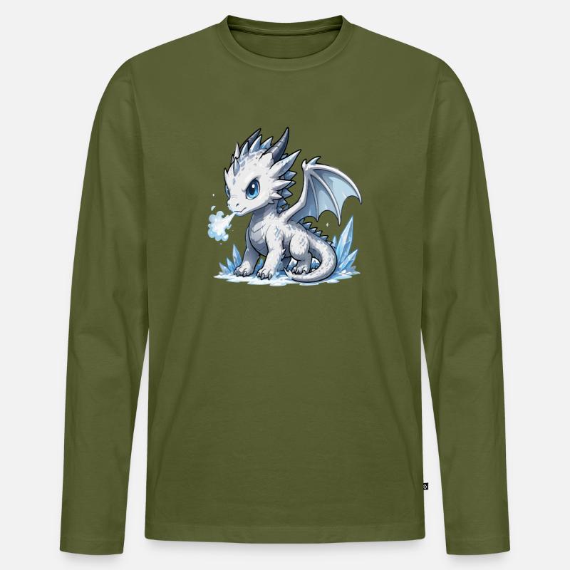 Kristall-Eisdrache - Männer Premium Bio Langarmshirt - Khaki