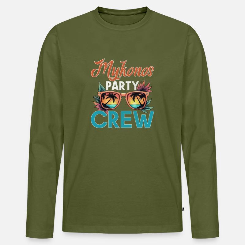 Mykonos Crew - Männer Premium Bio Langarmshirt - Khaki