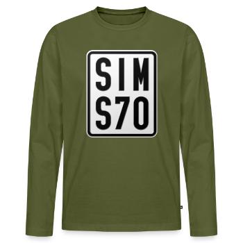 Simson S70 Moped License Plate - Men's Premium Organic Long Sleeve Shirt - khaki - Front - Nico (187cm)