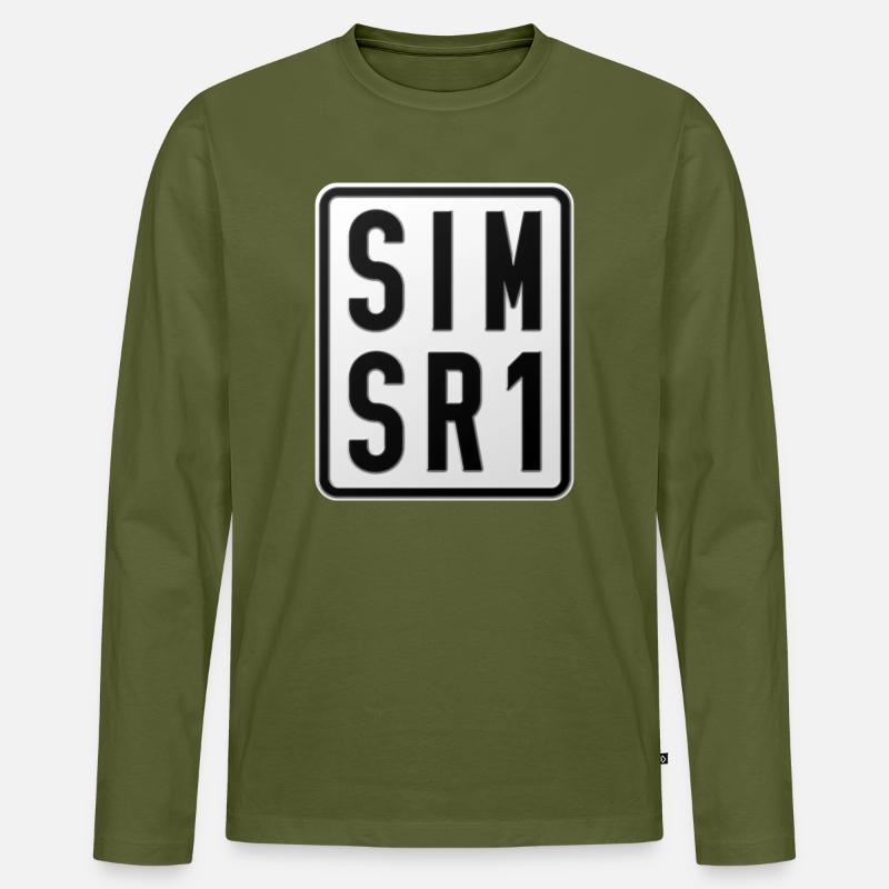 Simson SR1 Moped Kennzeichen - Männer Premium Bio Langarmshirt - Khaki
