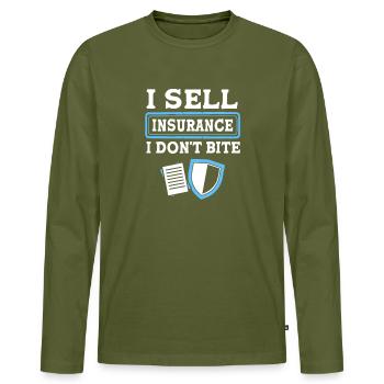 Insurance - Men's Premium Organic Long Sleeve Shirt - khaki - Front - Nico (187cm)