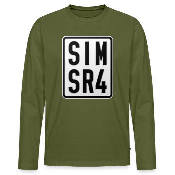 Simson SR4 Moped License Plate - Men's Premium Organic Long Sleeve Shirt - khaki - Front - Nico (187cm)