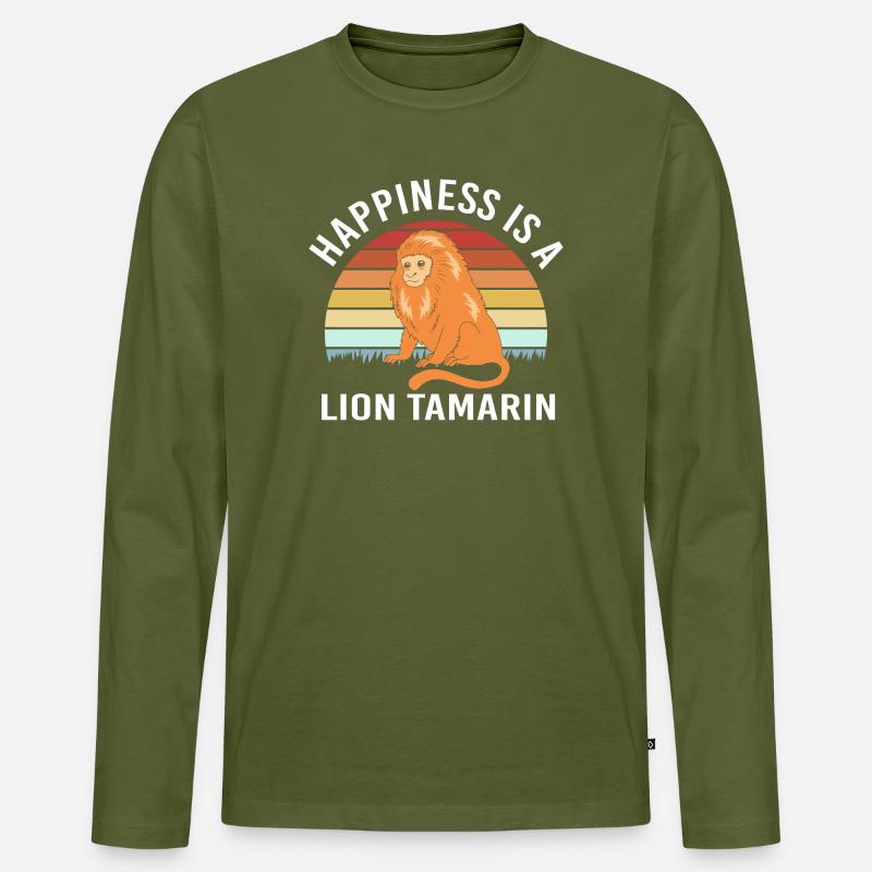 Tamarin Affe - Männer Premium Bio Langarmshirt - Khaki