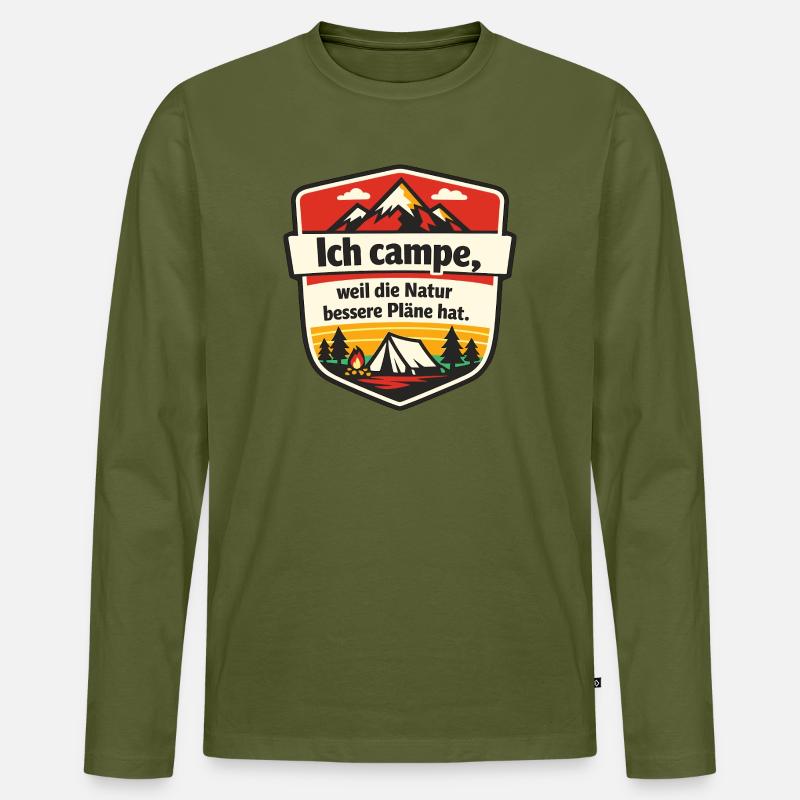 Wohnmobil Herzschlag Camper - Männer Premium Bio Langarmshirt - Khaki