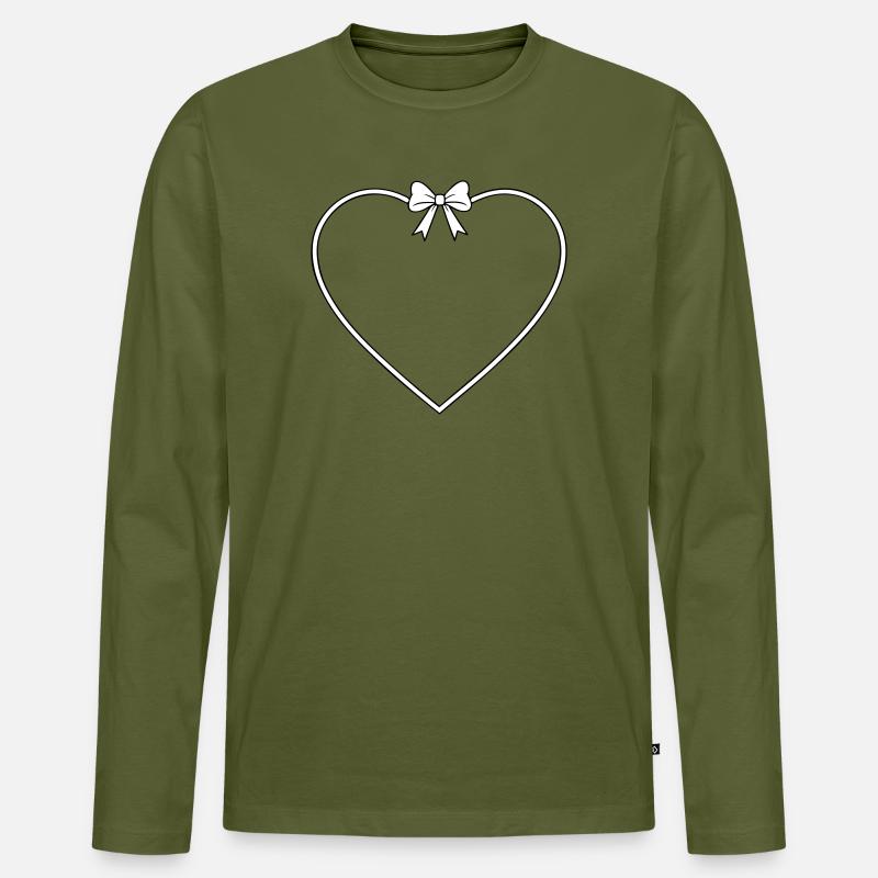 Herz mit Schleife - Männer Premium Bio Langarmshirt - Khaki