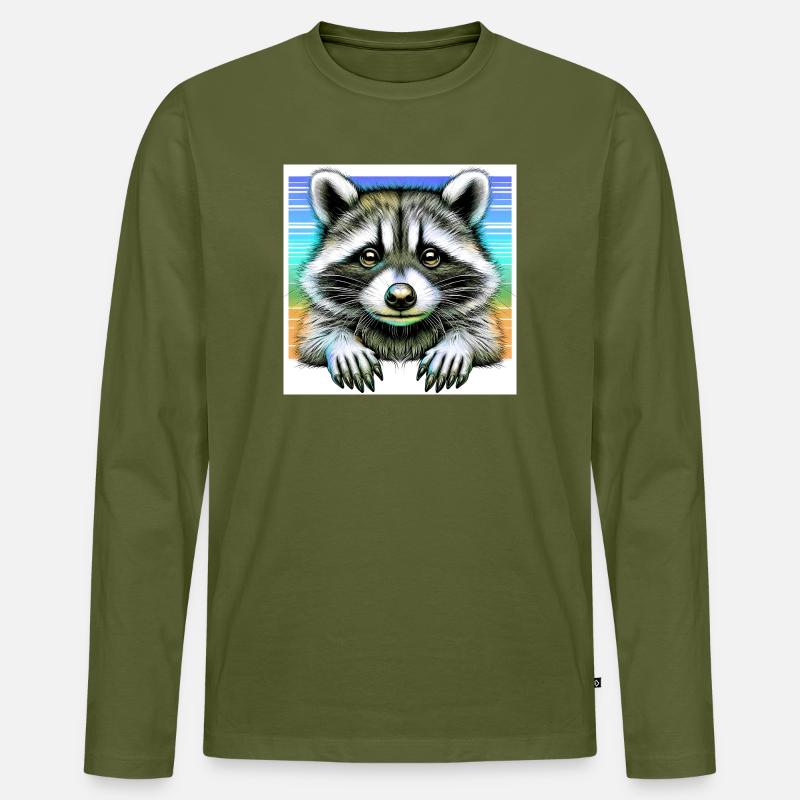 Waschbär - Männer Premium Bio Langarmshirt - Khaki
