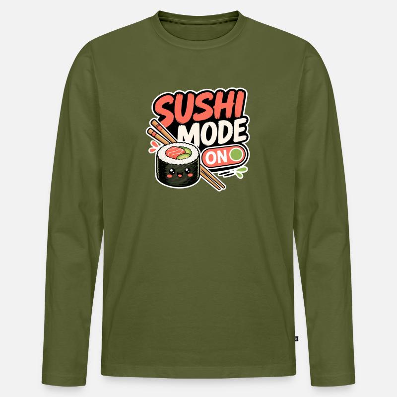 Sushi Mode On - Männer Premium Bio Langarmshirt - Khaki