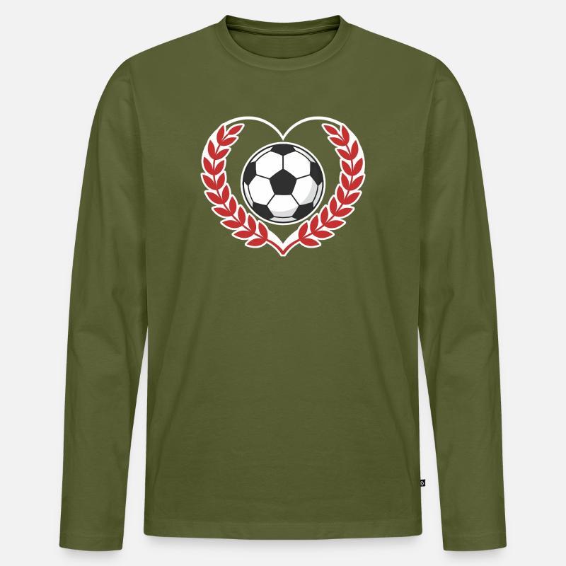Herzball mit Lorbeerkranz - Männer Premium Bio Langarmshirt - Khaki