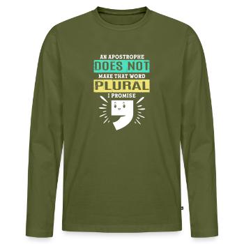Grammar English Spelling - Men's Premium Organic Long Sleeve Shirt - khaki - Front - Nico (187cm)