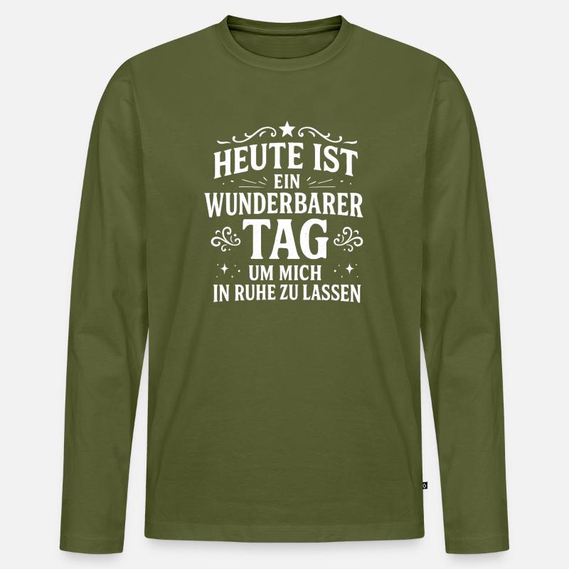 Lass mich in Ruhe Statement Spruch - Männer Premium Bio Langarmshirt - Khaki
