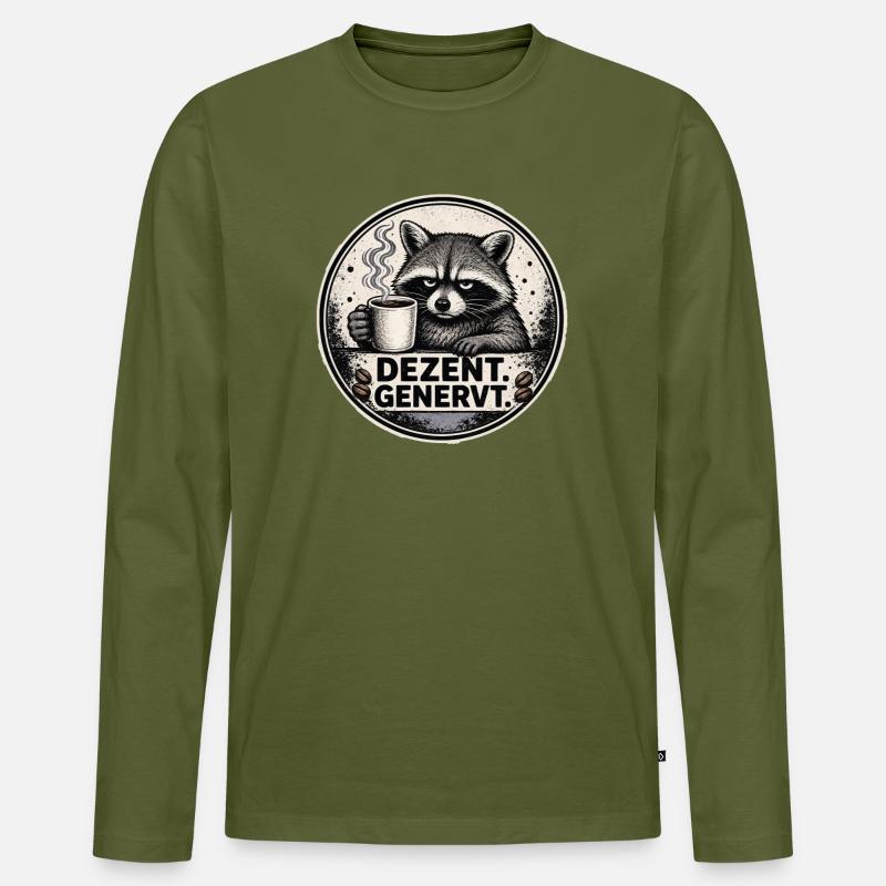 Dezent Genervt Waschbär Kaffee - Männer Premium Bio Langarmshirt - Khaki