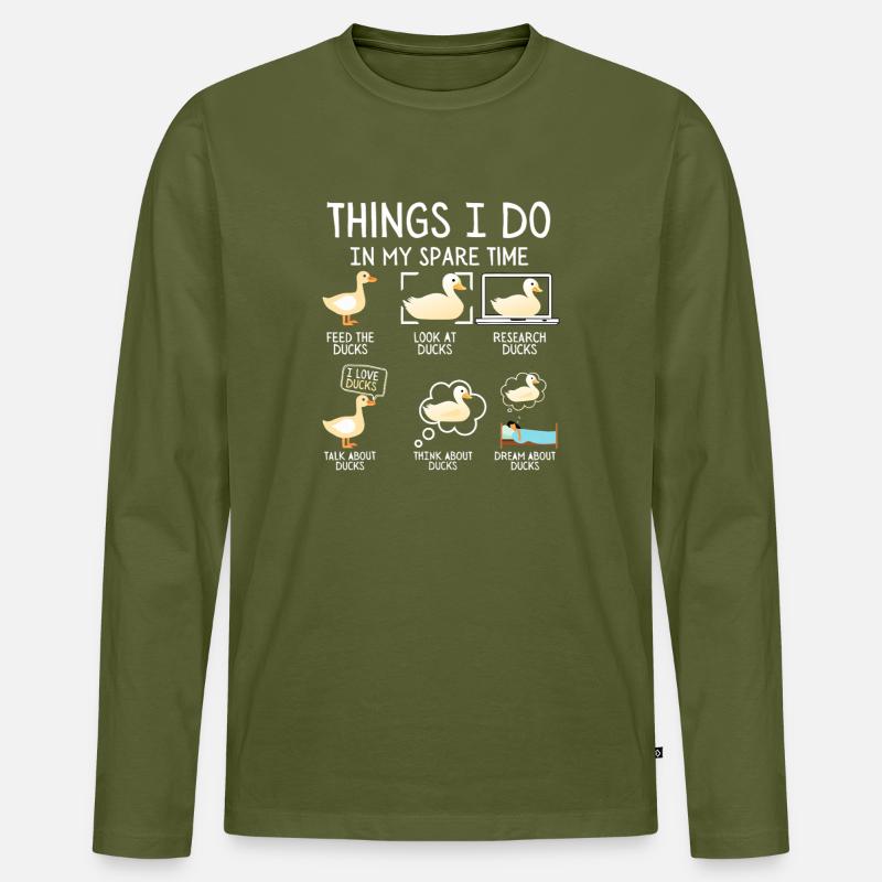 Entenleben Freizeit - Männer Premium Bio Langarmshirt - Khaki