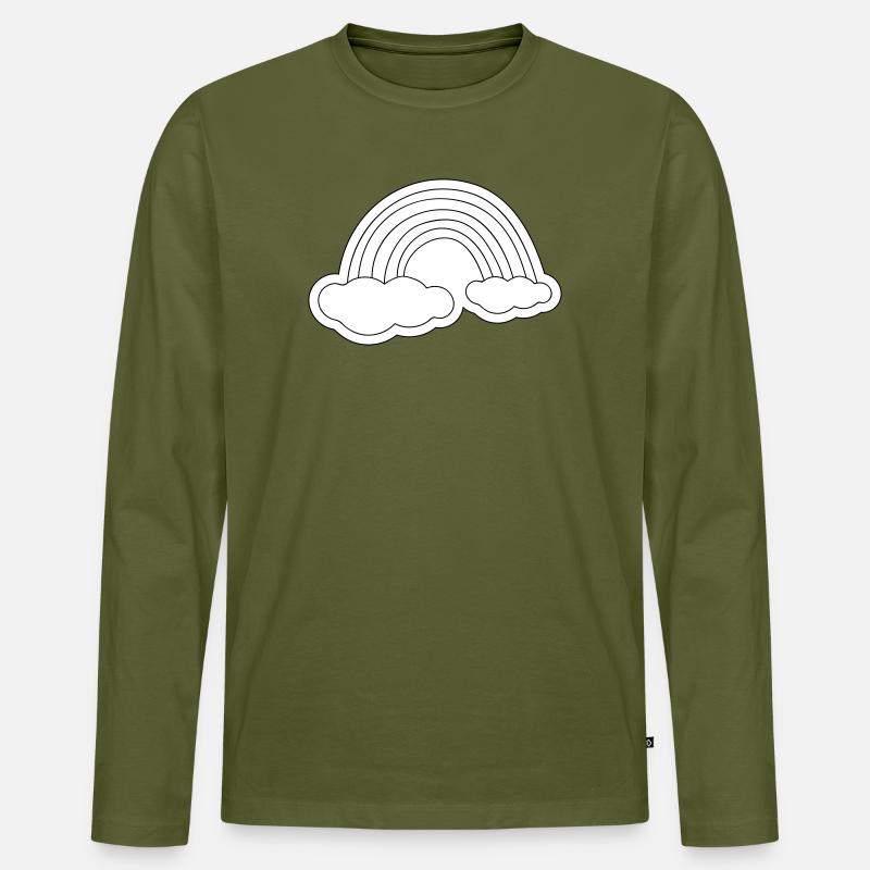 Minimalistischer Regenbogen auf Wolken - Männer Premium Bio Langarmshirt - Khaki