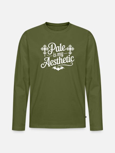 Pale Aesthetic Bat Typography - Men's Premium Organic Long Sleeve Shirt - khaki